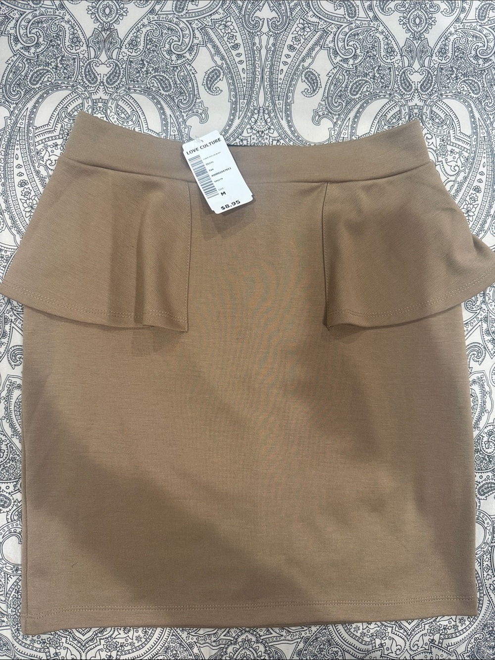 Popular Basics Taupe Peplum Pencil Skirt